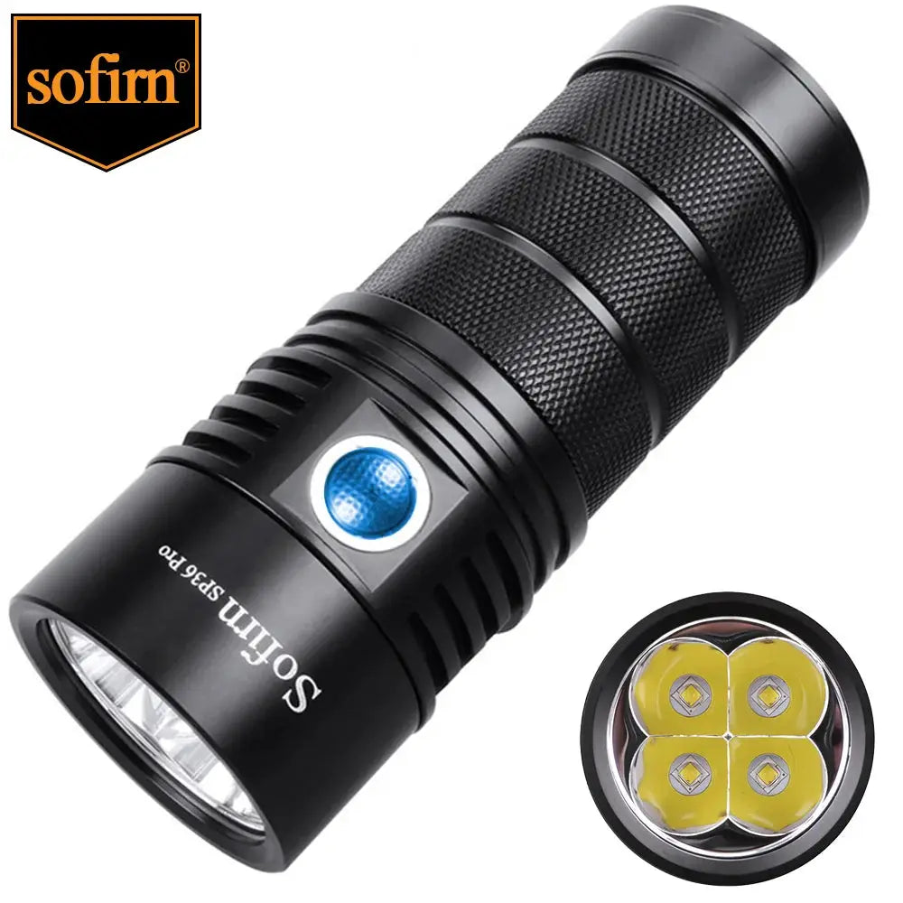 LED Flashlight 8000lm 4-SST40 Bulbs 18650 USB-C Rechargeable Torch for Outdoor & Emergency Use