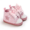 Pink leopard print baby sneakers with bows