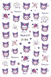 Kuromi themed nail stickers with cute purple designs