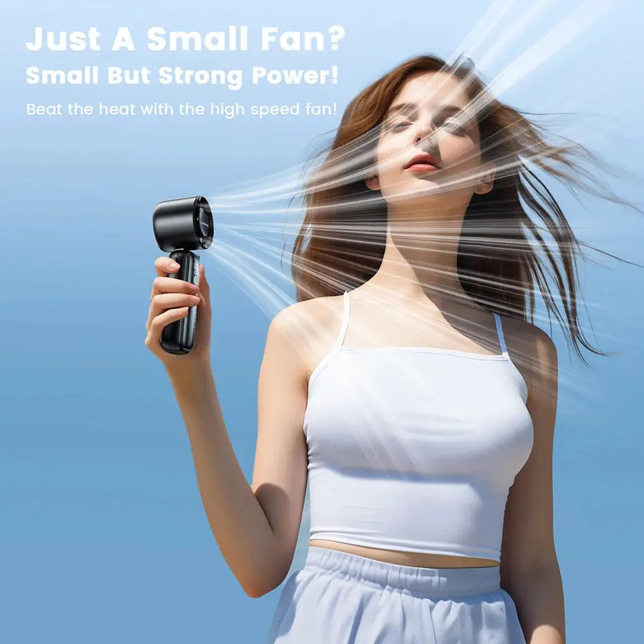 Portable Turbo Fan 6-Speed Rechargeable 5000mAh 2-in-1 Foldable Neck & Desk Fan with Digital Display