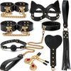 Complete bondage set with leather and gold details