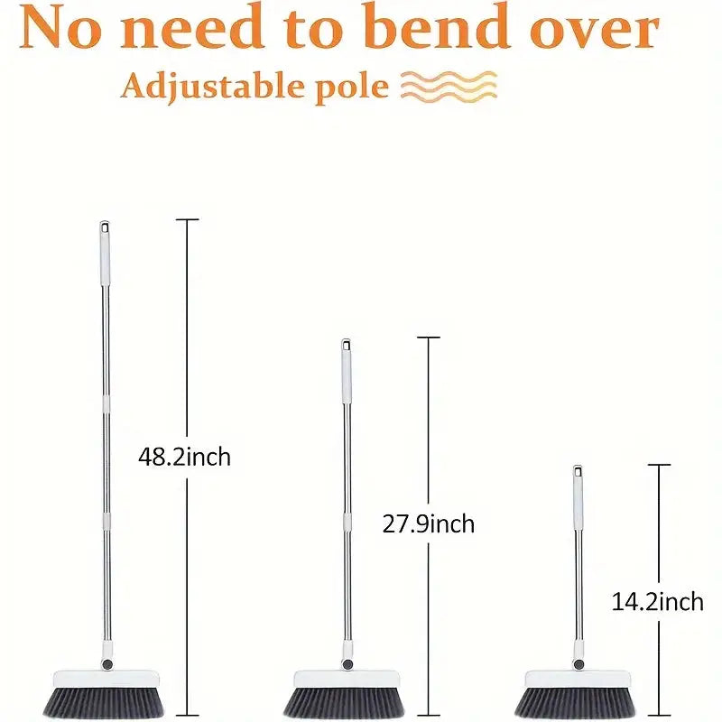 3-in-1 Household Broom Set with Long Handle, Thick Brush, and Dustpan, Non-Stick Floor Cleaner for Home Cleaning