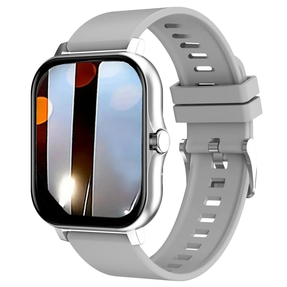 Smartwatch with multi-sport mode, calorie tracking, weather updates, message alerts, compatible with Android & iOS