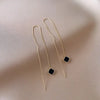 Minimalist black square thread chain earrings