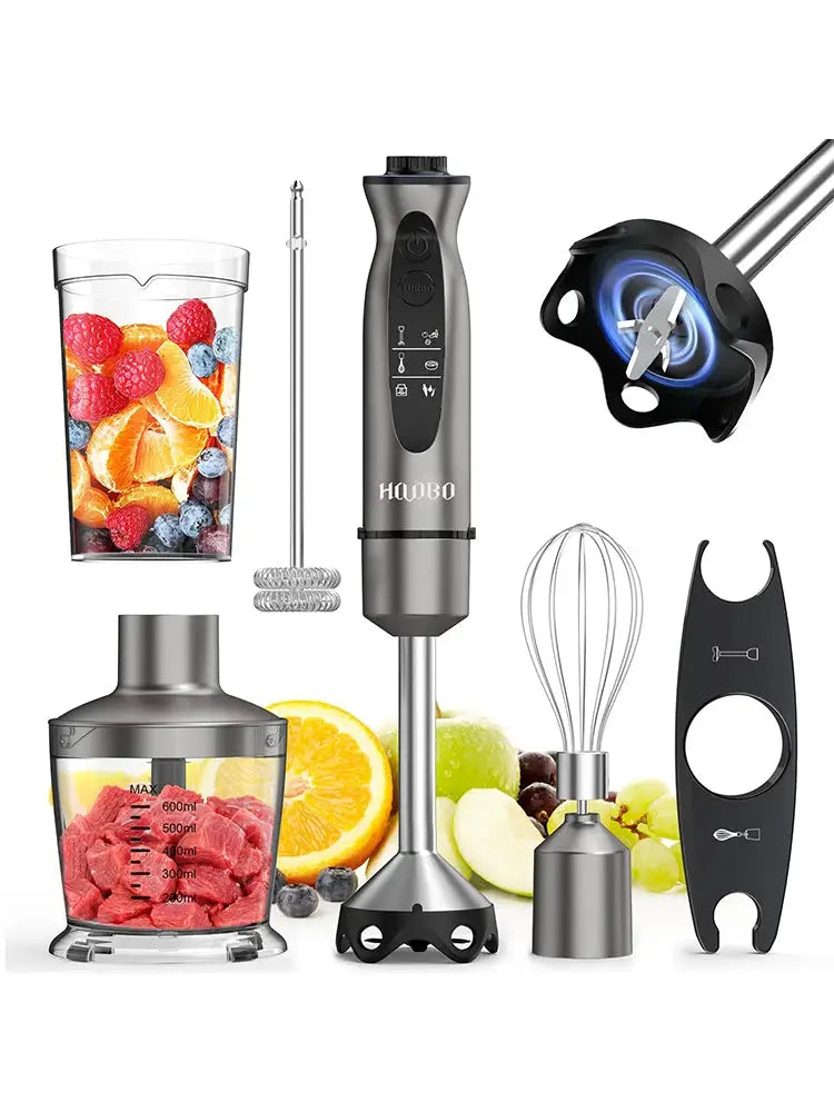 Powerful handheld immersion blender, mixer for vegetables, meat, smoothies, sauces, baby food and soups
