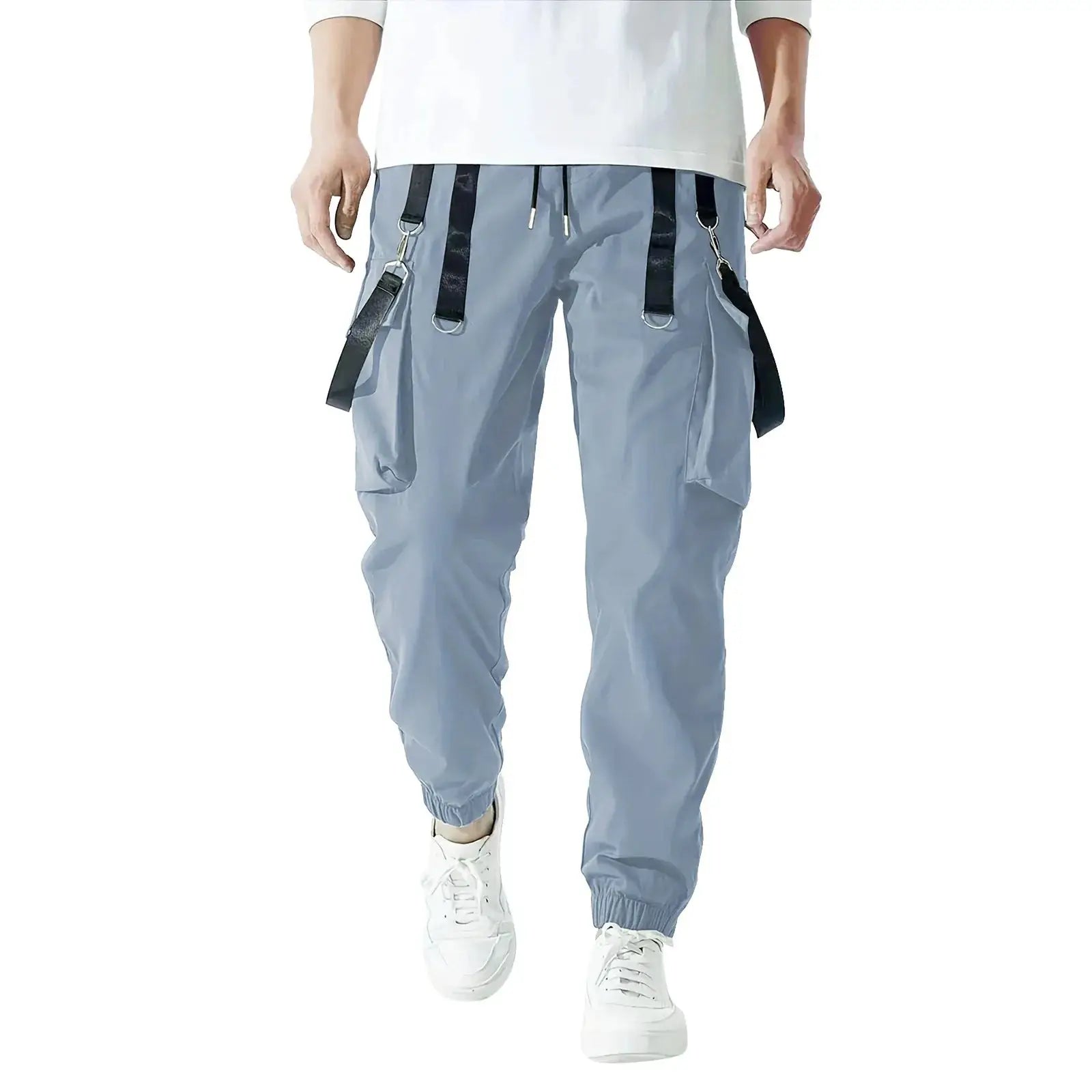 Men’s Slim Fit Stretch Pants, Elastic Fitness Trousers with Multi-Pockets for Training and Casual Wear