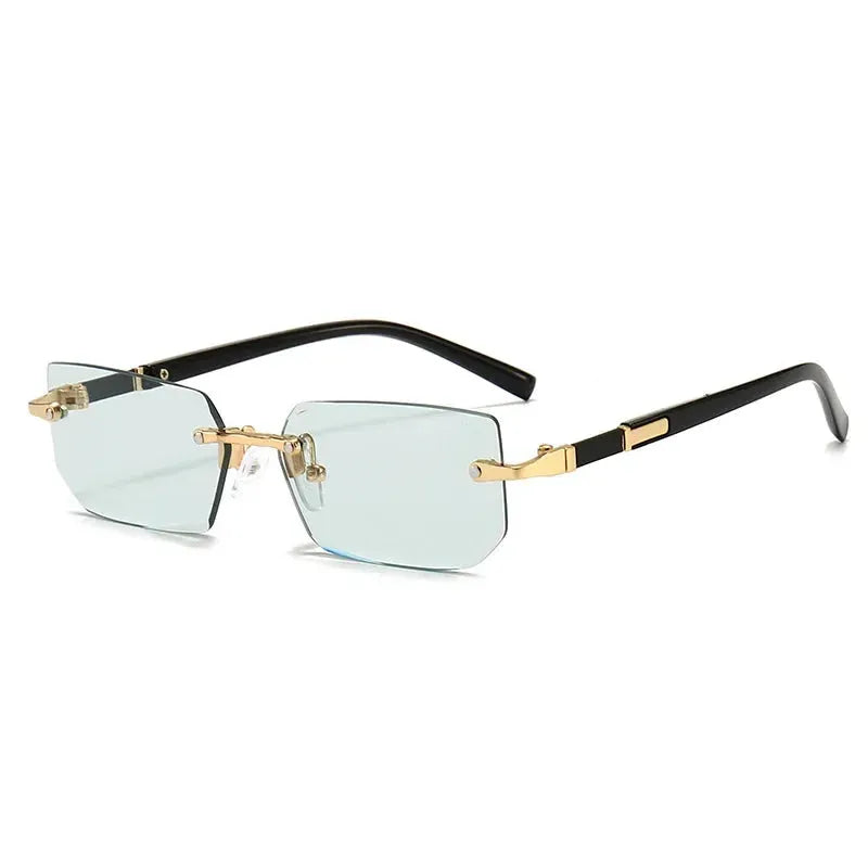 Unisex Rimless Rectangle Sunglasses with UV400 Mirror Lenses
