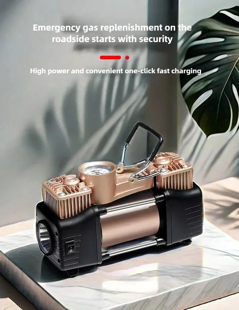 Tire Inflator Heavy Duty 12V Dual Cylinder With LED Light