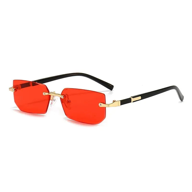 Unisex Rimless Rectangle Sunglasses with UV400 Mirror Lenses