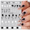 Black floral silhouette nail art stickers