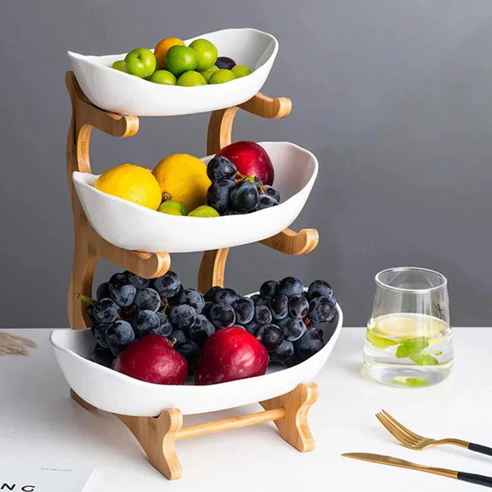 Three Layer Fruit Plate for Snacks Candy and Desserts