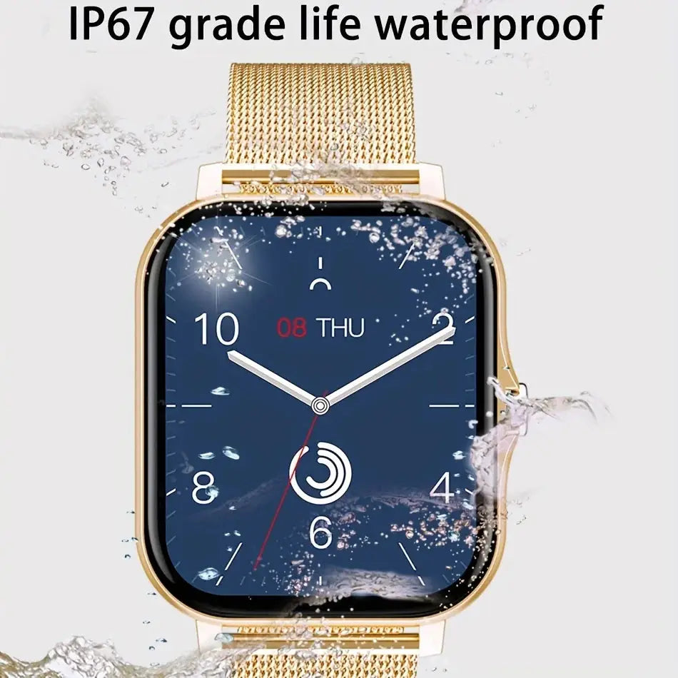Smartwatch with multi-sport mode, calorie tracking, weather updates, message alerts, compatible with Android & iOS