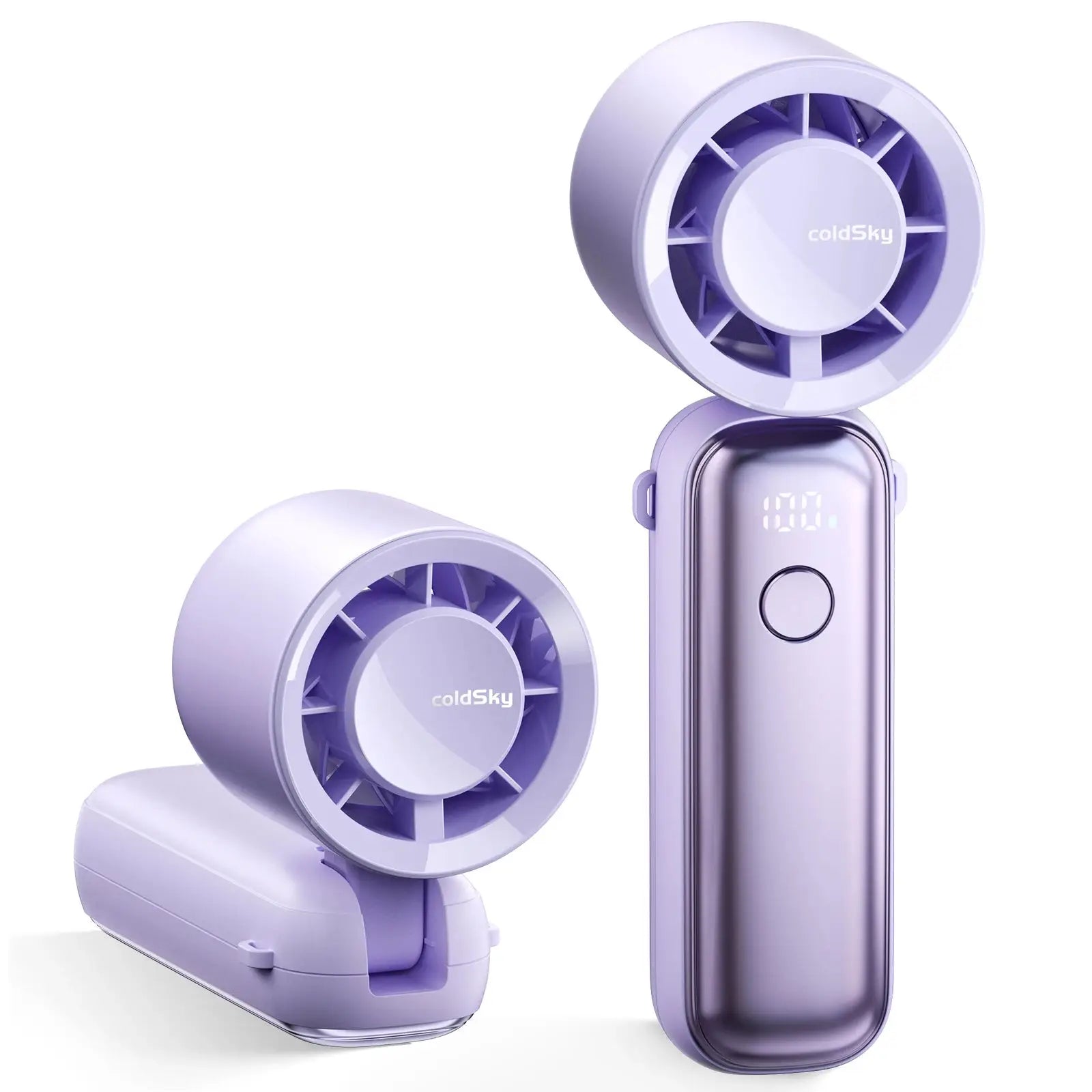 Portable Turbo Fan 6-Speed Rechargeable 5000mAh 2-in-1 Foldable Neck & Desk Fan with Digital Display