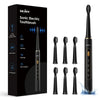 Black sonic electric toothbrush set with packaging.