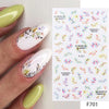 Colorful leaves nail stickers on white nails