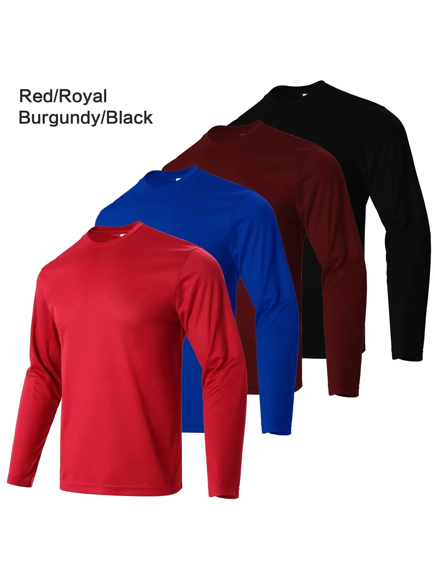 4-piece men's long sleeve quick-dry athletic T-shirt set, breathable fabric for running or fitness workouts