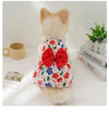 Summer Print Bow Button Dog Princess Dress - PMMNAPOLES