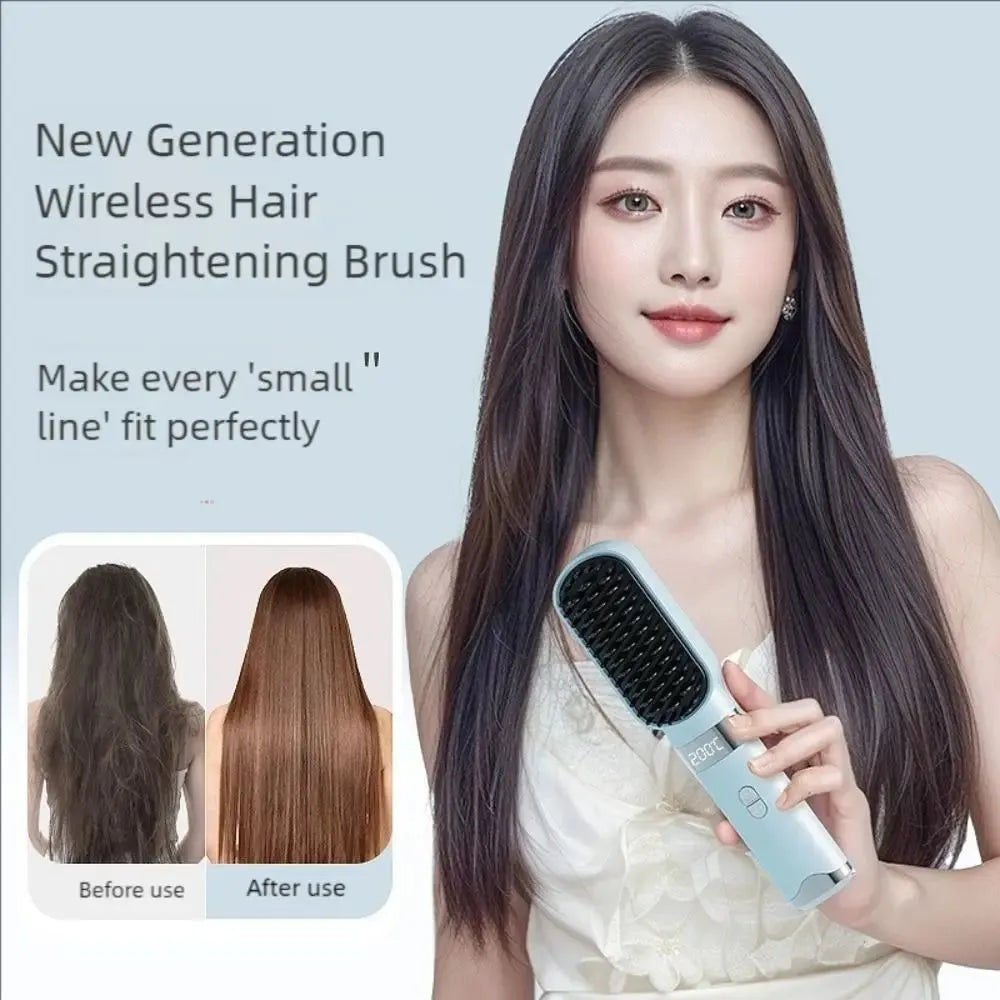 Wireless Hot Comb Hair Straightener With LCD And Type C