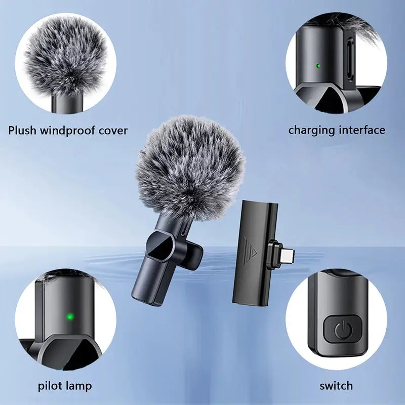 Wireless Lavalier Microphone for iPhone–Portable Mini Mic with Noise Reduction for Video & Recording
