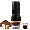 Black Cafelffe coffee maker with coffee grounds and capsule