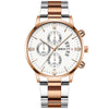 Two-tone luxury watch with white dial and rose gold accents