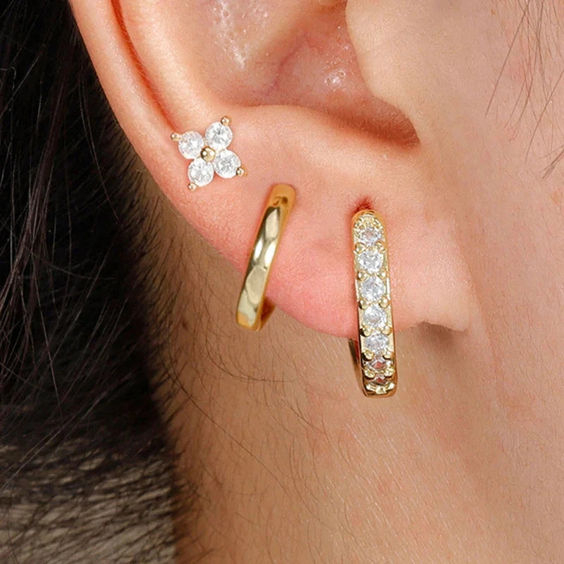 Gold Plated Earring Set Hoop Design Stainless Steel