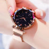 Women's diamond quartz watch with magnetic buckle