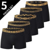 5-pack men's gold and black print boxer briefs