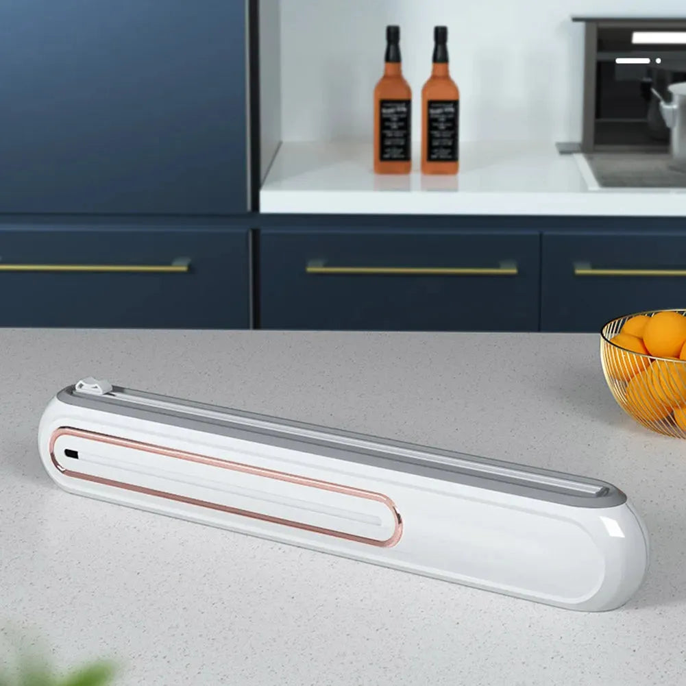 Magnetic Plastic Wrap Dispenser with Slide Cutter