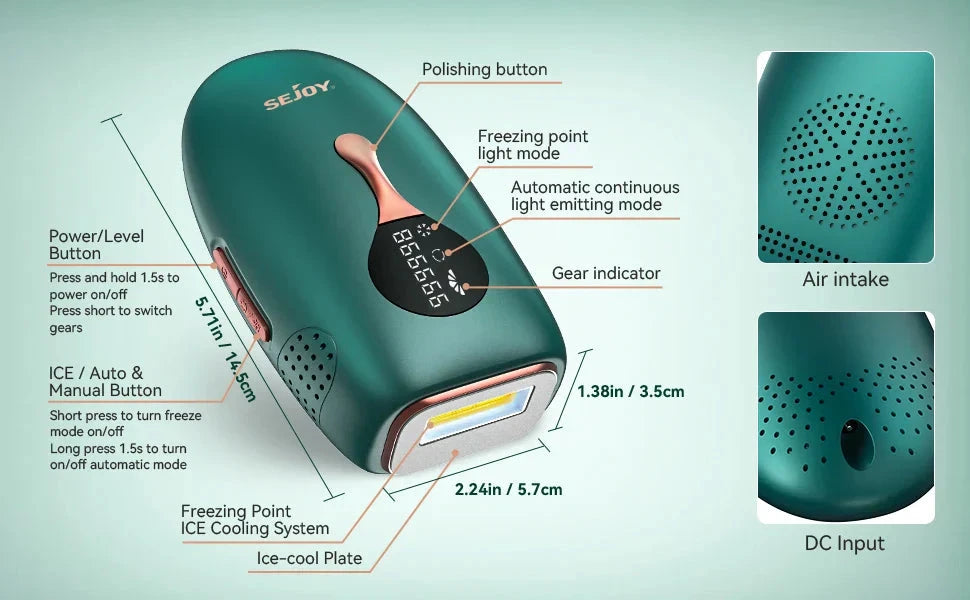 Laser Hair Removal Device with IPL and Adjustable Levels