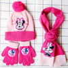 Conjunto de tres piezas de bufanda, gorro y guantes de Minnie Mouse para niños