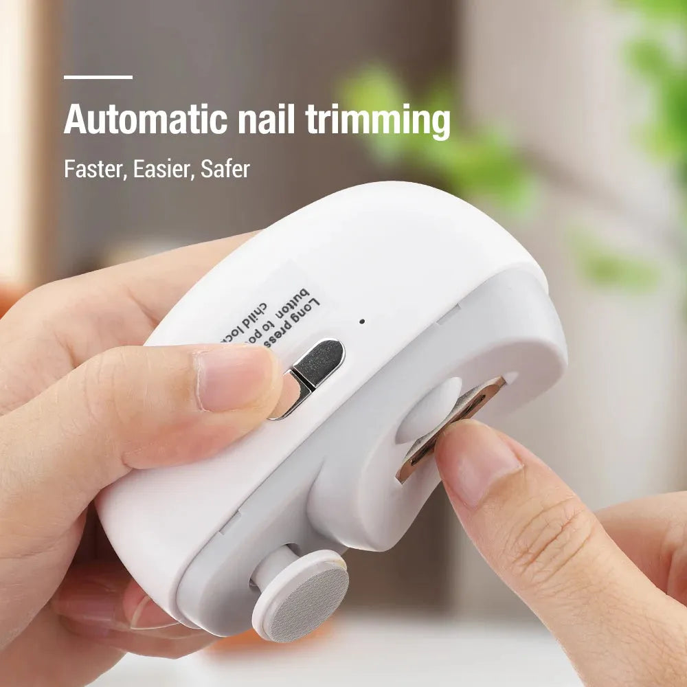 2 in 1 Electric Nail Clipper with Light and Safe Trimming