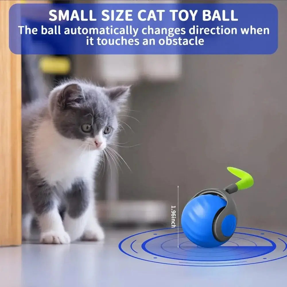 Interactive feather cat ball toy, USB rechargeable smart toy for indoor cats, automatic rolling ball for pet playtime