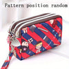 Red and blue patterned women's zipper wallet