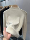 White women's winter turtleneck sweater, regular fit