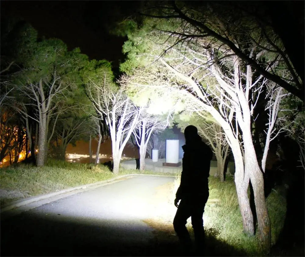 LED Flashlight 8000lm 4-SST40 Bulbs 18650 USB-C Rechargeable Torch for Outdoor & Emergency Use