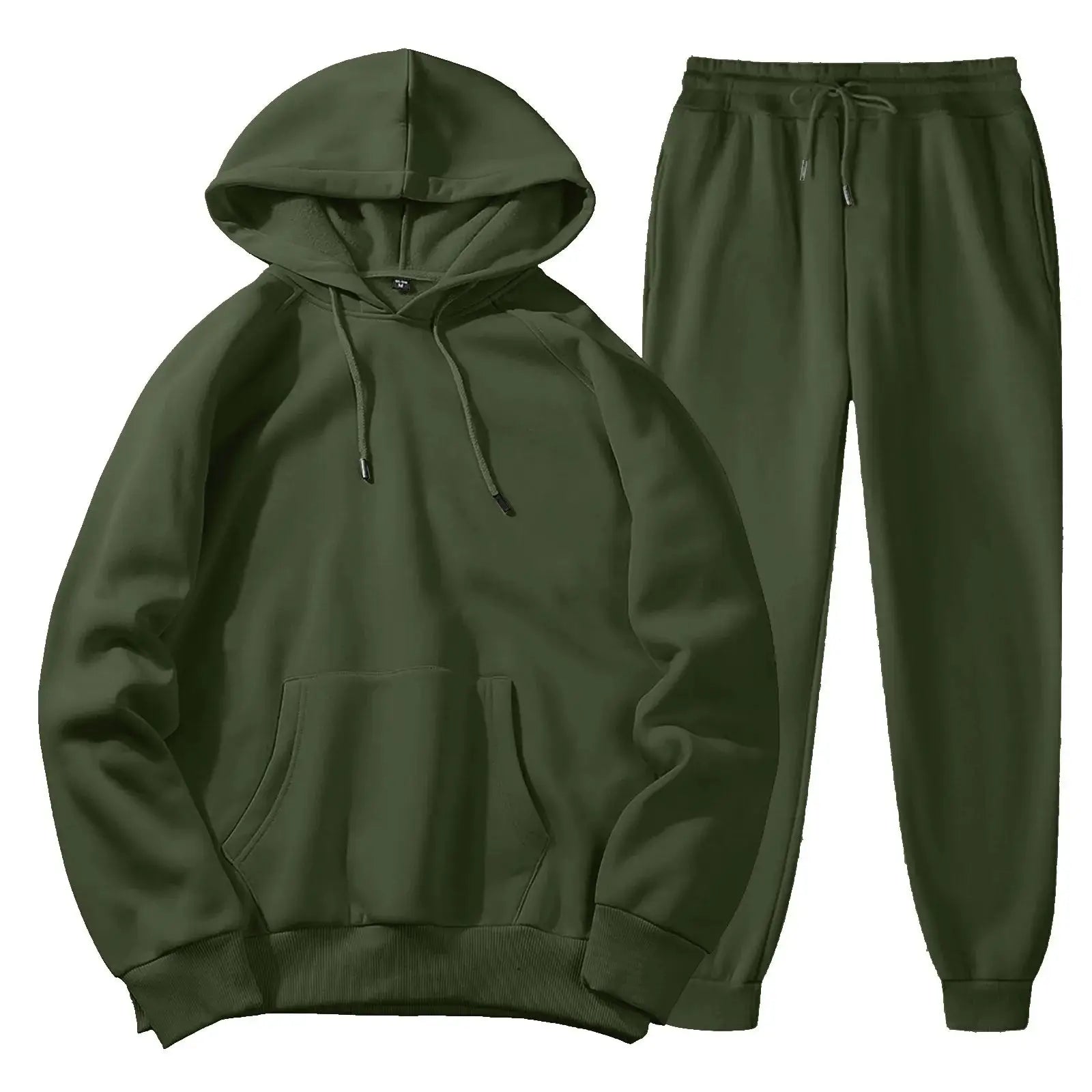 Men’s fleece tracksuit set, hoodie and sweatpants, 2-piece winter outfit, available in 10 colors