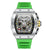 Onola luxury watch with green strap and intricate dial