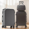 Gray suitcase set with wheels and lock