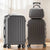 Gray suitcase set with wheels and lock