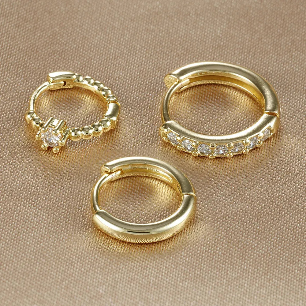 Gold Plated Earring Set Hoop Design Stainless Steel