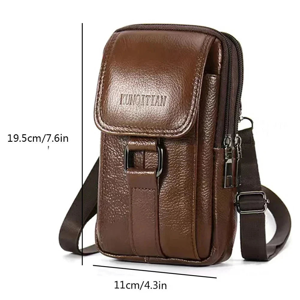 Leather Crossbody Bag for Men with Multiple Daily Pockets