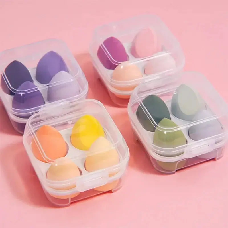4PCS Makeup Blender Sponge Set – Soft Colorful Cosmetic Puffs with Beveled Edge – Natural Finish for Foundation & Powder