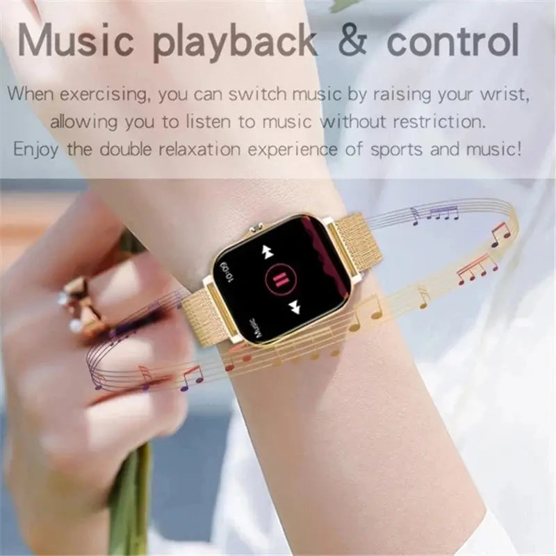 Smartwatch with multi-sport mode, calorie tracking, weather updates, message alerts, compatible with Android & iOS