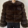 Brown faux fur coat on mannequin