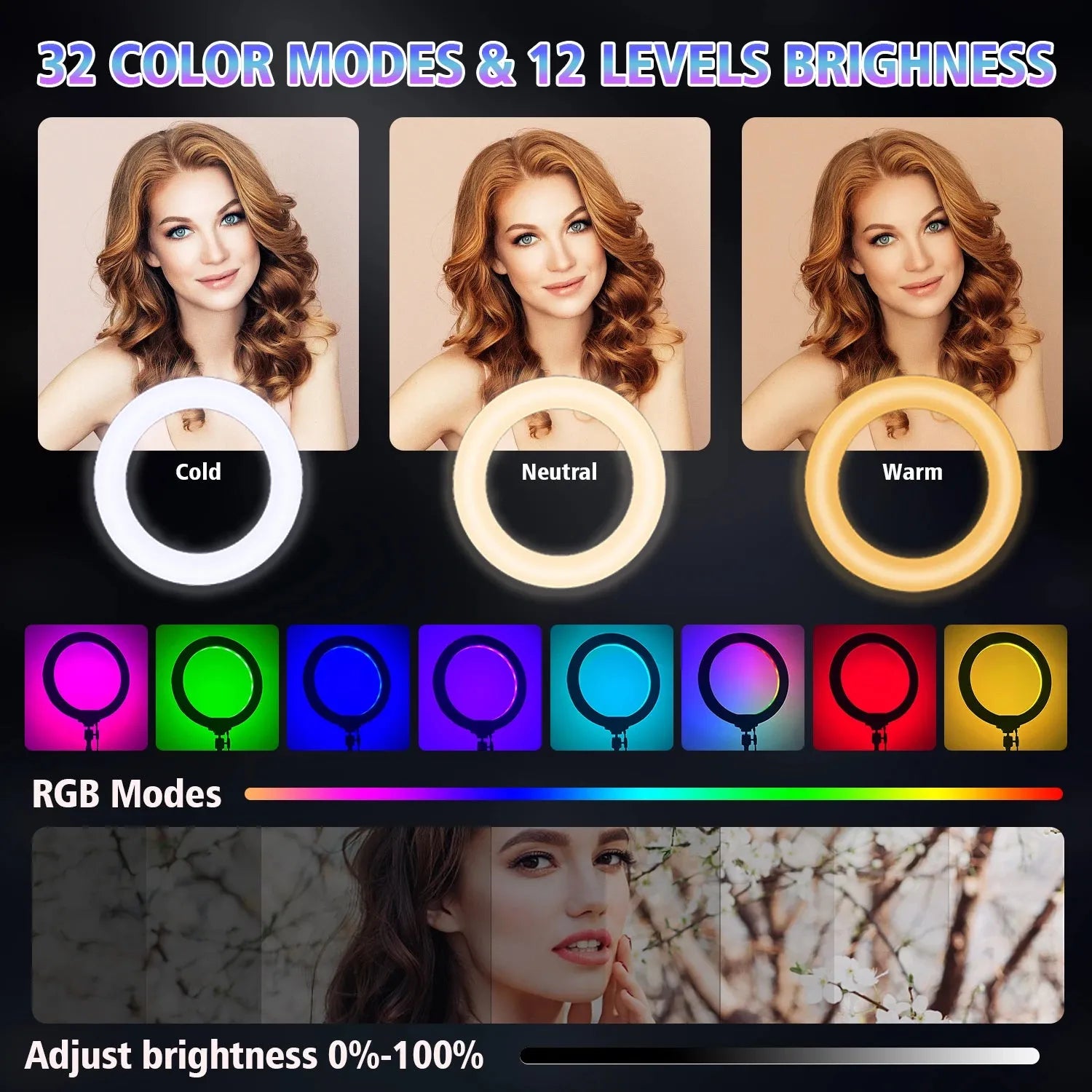 10in LED Ring Light with 160cm Adjustable Tripod Stand