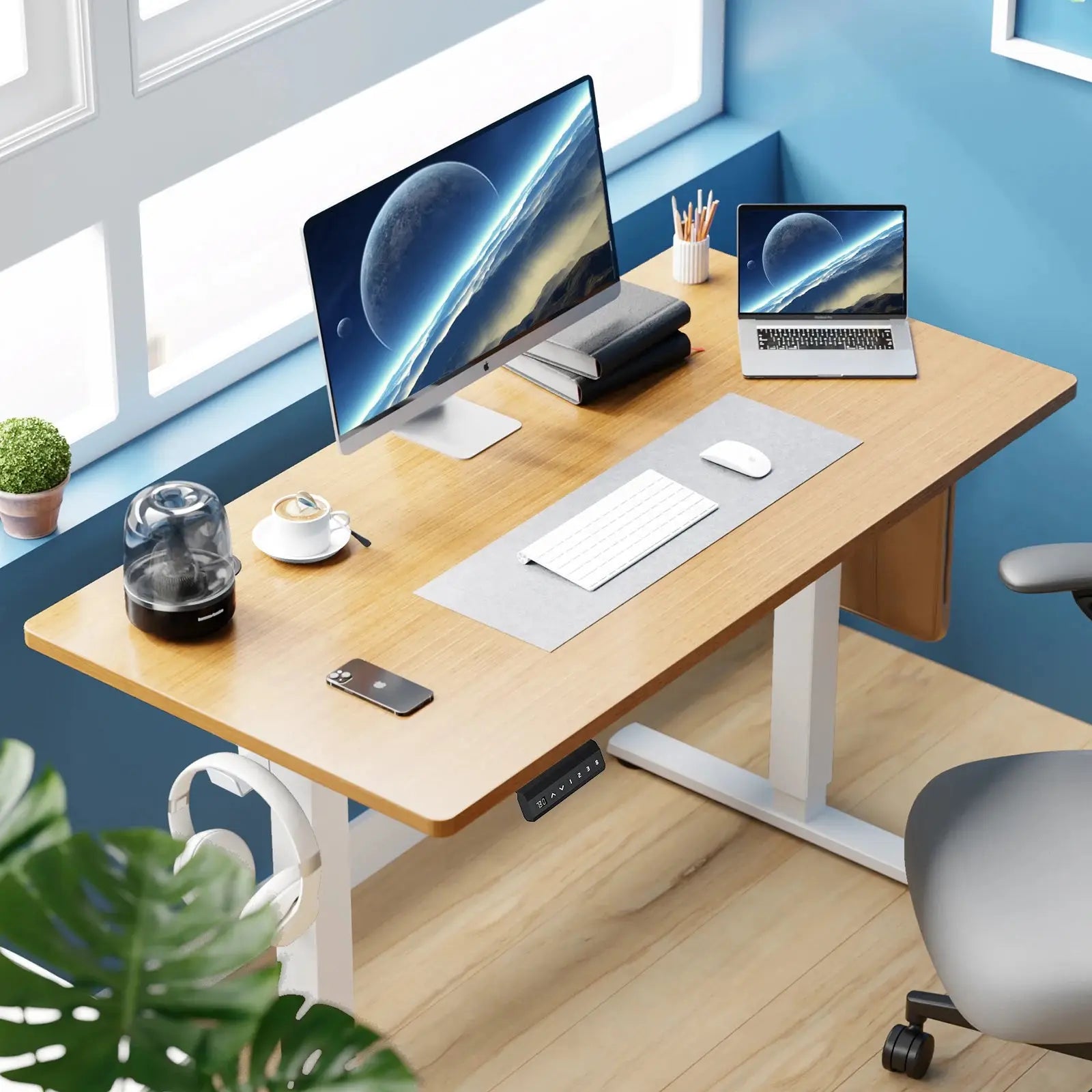 40x24 inch electric standing desk, height-adjustable ergonomic workstation for home office or computer setup