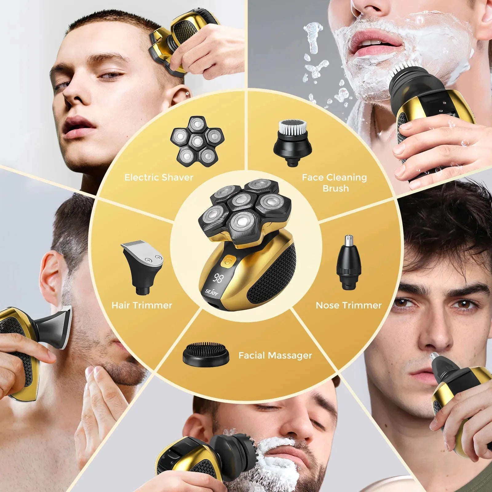 6D Floating Electric Razor for Men with Wet Dry Shaving