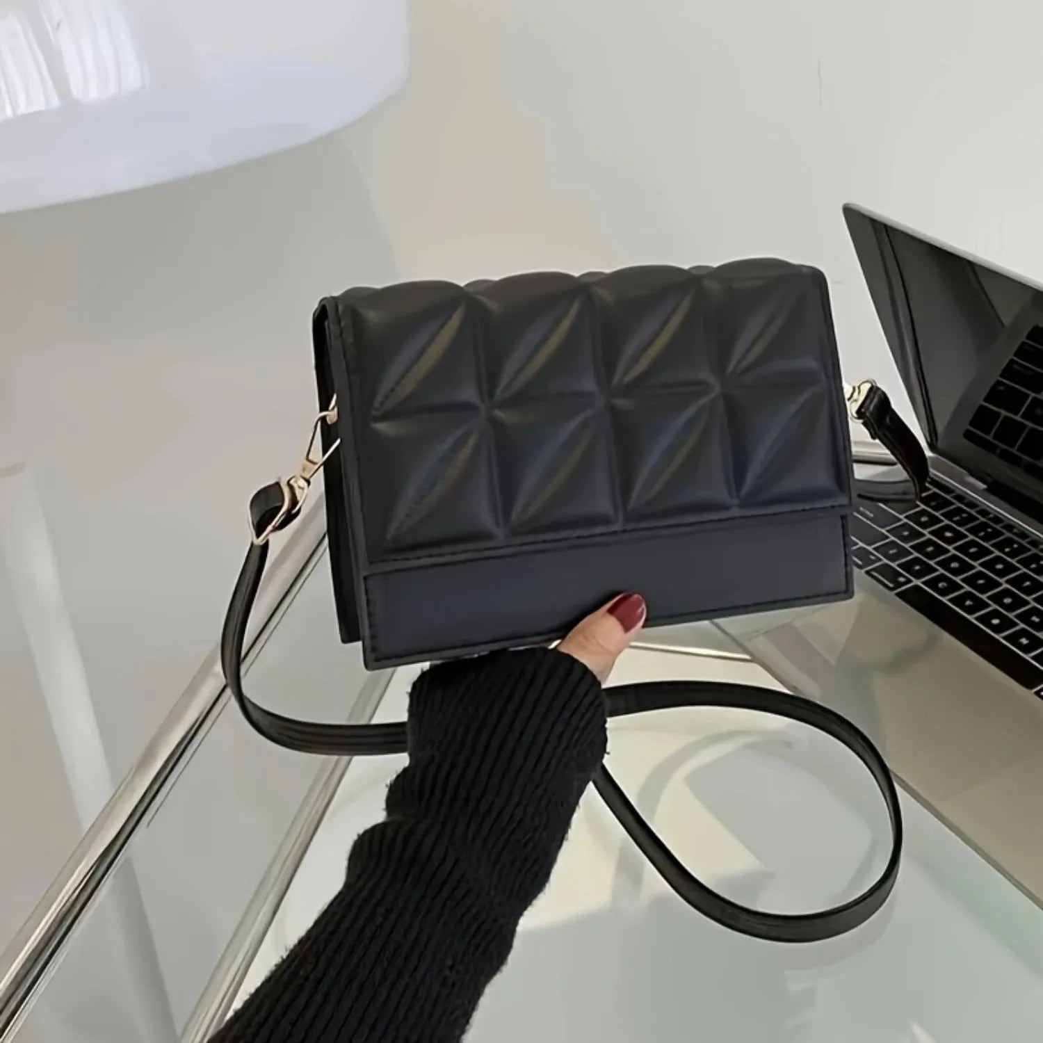 Crossbody Bag Women Quilted Embossed Flap Trendy Shoulder