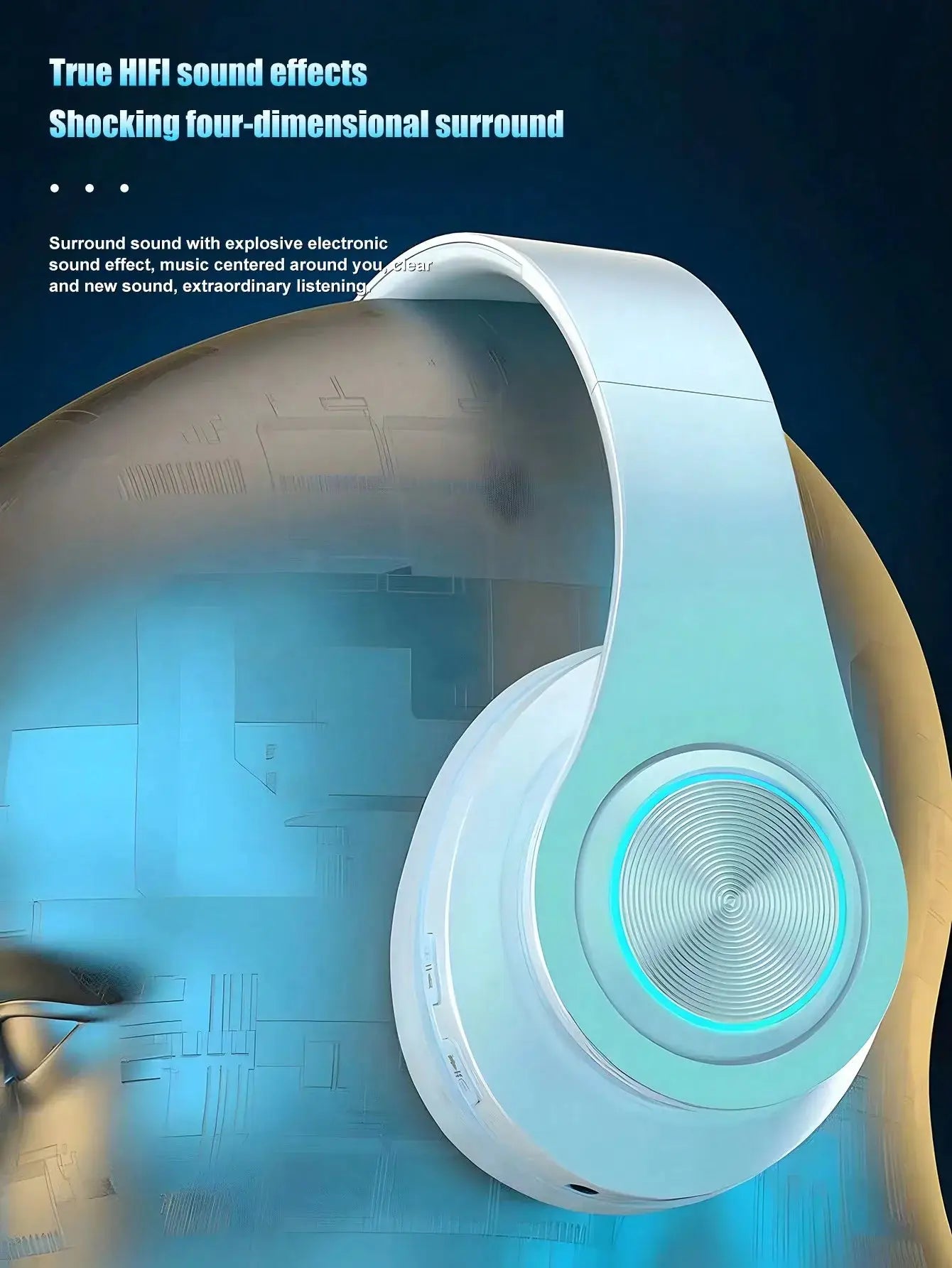 Wireless Gaming Headset – Lightweight Foldable Design with Built-in Microphone – Compatible with 3.5mm Audio Cable